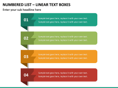 Numbered List – Linear Text Boxes PPT slide 2
