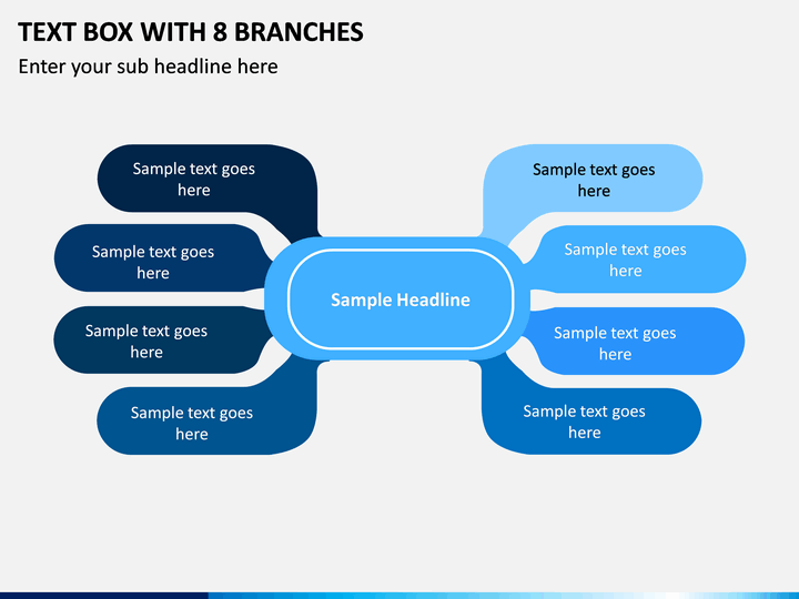 Text Box with 8 Branches PPT slide 1