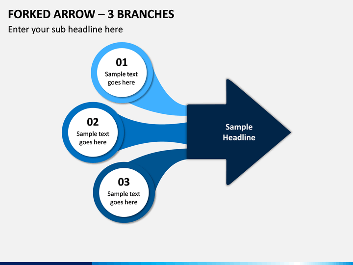 Forked Arrow – 3 Branches PPT slide 1