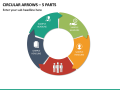 Circular Arrows – 5 Parts PPT Slide 2