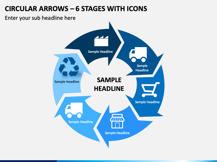 Circular Arrows – 6 Stages With Icons PPT Slide 1