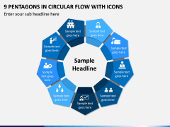 9 Pentagons in Circular Flow with Icons PPT slide 1