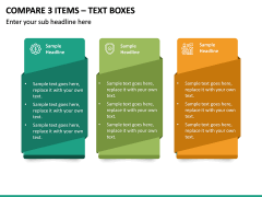 Compare 3 Items – Text Boxes PPT slide 2
