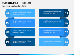 Numbered List – 8 Items PPT slide 1