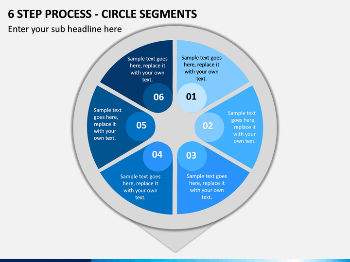 6 Step Process - Circle Segments PPT slide 1