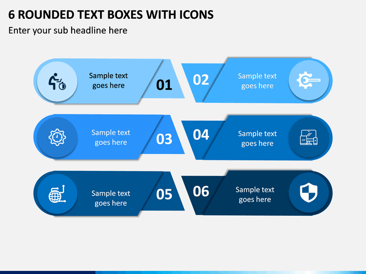 6 Rounded Text Boxes with Icons PPT slide 1