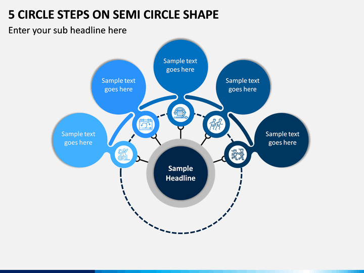 5 Circle Steps on Semi Circle Shape PPT slide 1