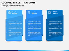 Compare 3 Items – Text Boxes PPT slide 1