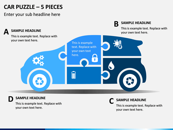 Car Puzzle – 5 Pieces PPT Slide 1