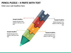 Pencil Puzzle – 4 Parts with Text PPT slide 2