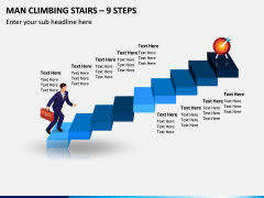 Man Climbing Stairs – 9 Steps PPT Slide 1