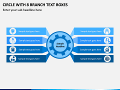 Circle with 8 Branch Text Boxes PPT slide 1
