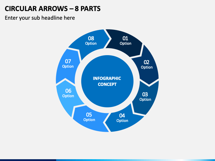 Circular Arrows – 8 Parts PPT Slide 1
