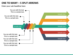 One To Many – 5 Split Arrows PPT Slide 2