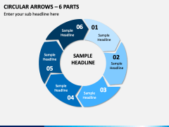 Circular Arrows – 6 Parts PPT Slide 1