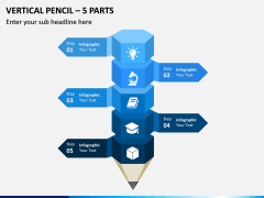 Vertical Pencil – 5 Parts PPT Slide 1