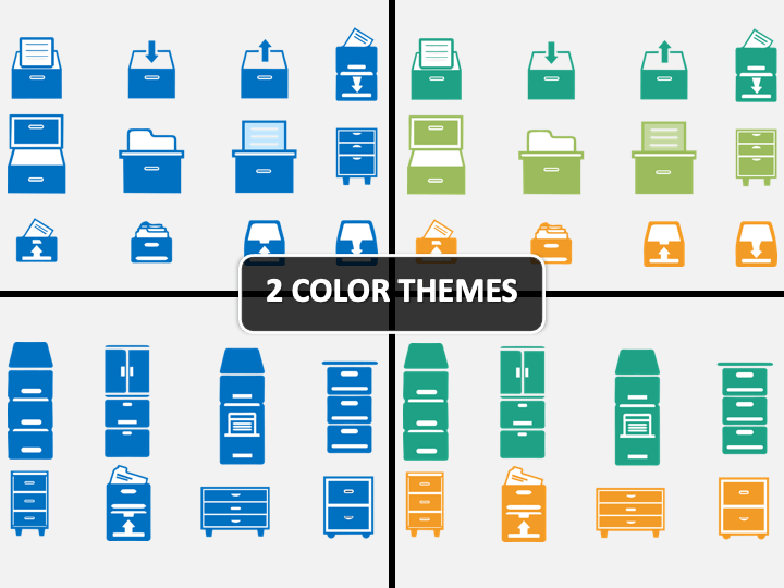 File Cabinet Icons PPT Cover Slide