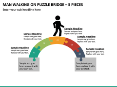 Man Walking On Puzzle Bridge – 5 Pieces PPT Slide 2