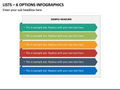 Lists - 6 Options Infographics PPT Slide 2