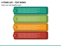 4 Items List – Text Boxes PPT slide 2