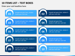 10 Items List – Text Boxes PPT slide 1