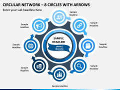 Circular Network – 8 Circles With Arrows PPT Slide 1