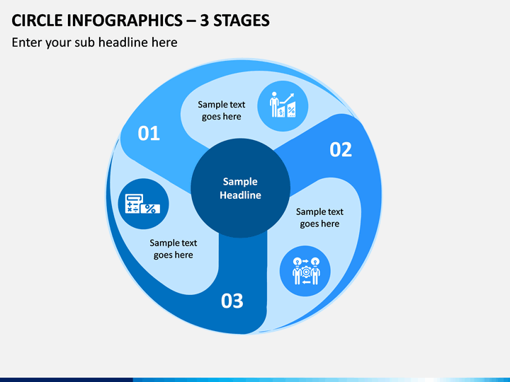 Circle Infographics – 3 Stages PPT slide 1