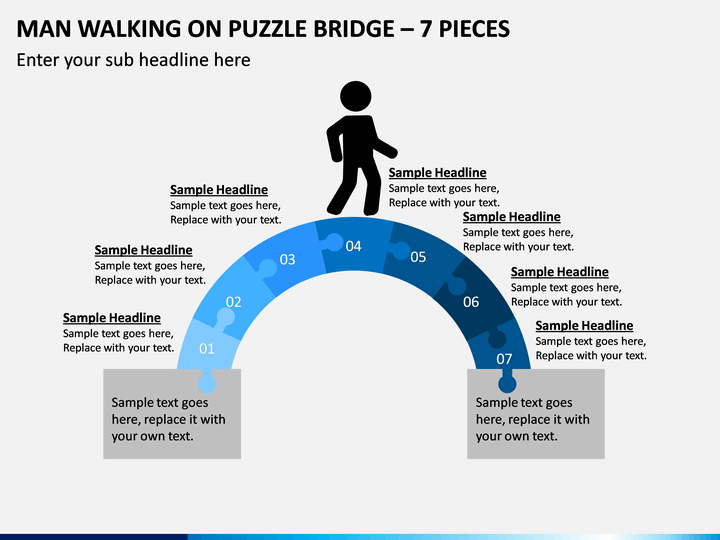 Man Walking On Puzzle Bridge – 7 Pieces PPT Slide 1