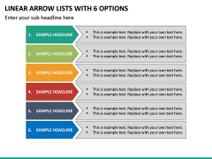 Linear Arrow Lists With 6 Options PPT Slide 2