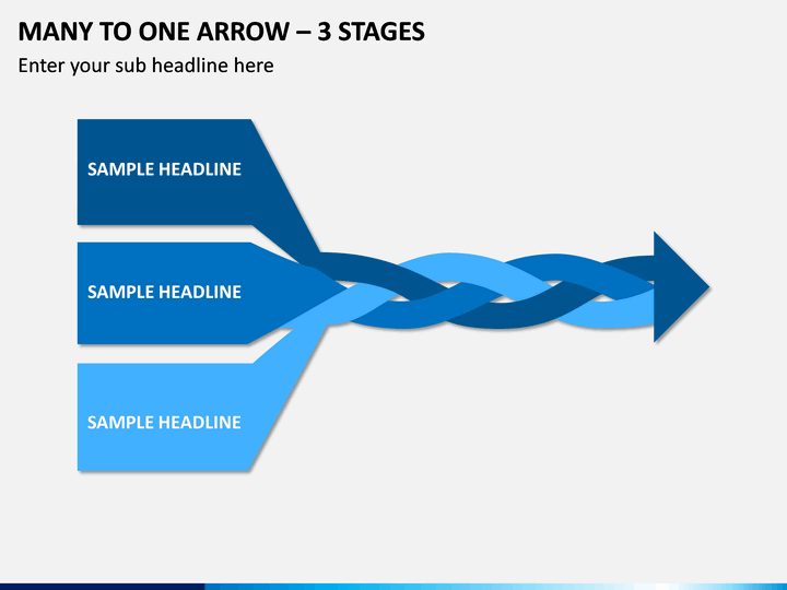 Many To One Arrow – 3 Stages PPT Slide 1