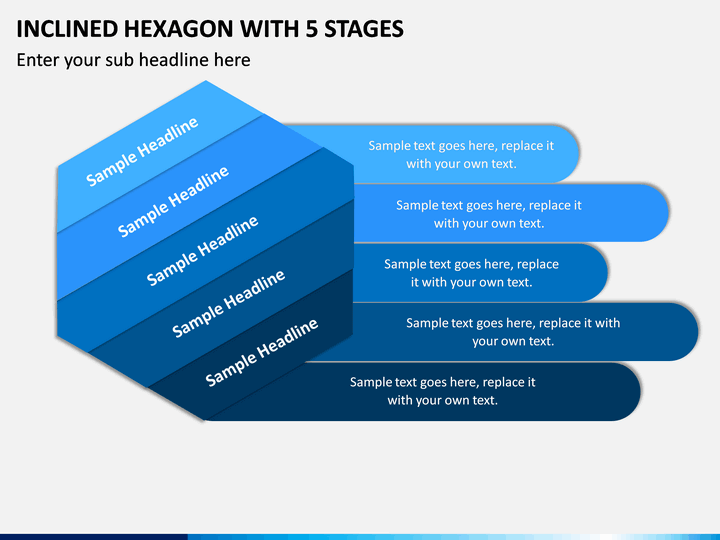 Inclined Hexagon with 5 Stages PPT slide 1