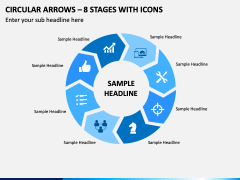 Circular Arrows – 8 Stages With Icons PPT Slide 1