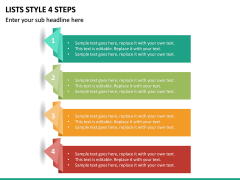 Lists Style 4 Steps PPT slide 2