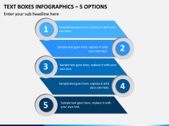 Text Boxes Infographics – 5 Options PPT slide 1