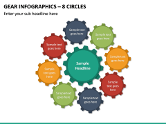 Gear Infographics – 8 Circles PPT slide 2