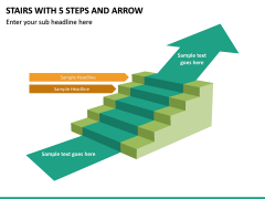 Stairs with 5 Steps and Arrow PPT slide 2