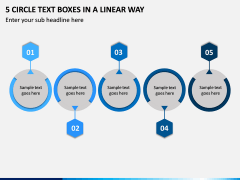 5 Circle Text Boxes in a Linear Way PPT slide 1