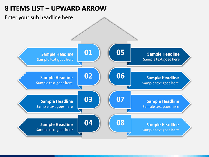 8 Items List – Upward Arrow PPT slide 1