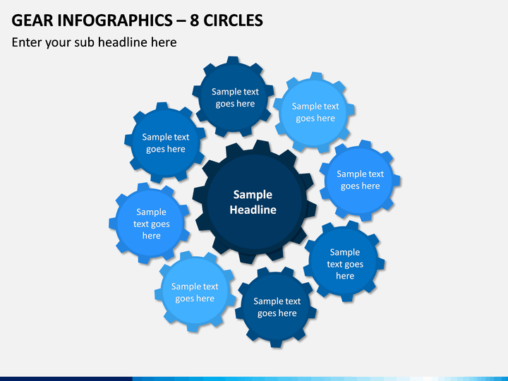 Gear Infographics – 8 Circles PPT slide 1