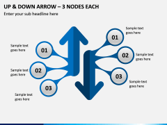 Up & Down Arrow – 3 Nodes Each PPT slide 1