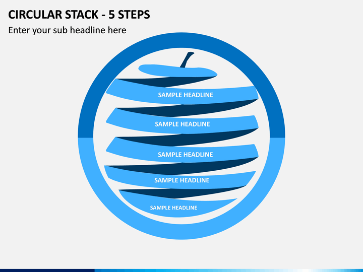 Circular Stack - 5 Steps PPT Slide 1