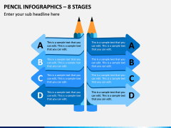Pencil Infographics – 8 Stages PPT Slide 1
