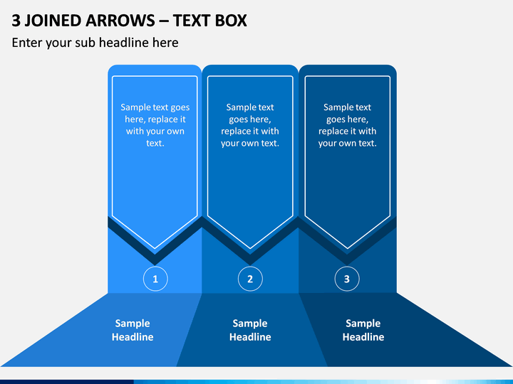 3 Joined Arrows – Text Box PPT slide 1