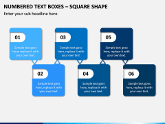 Numbered Text Boxes – Square Shape PPT slide 1