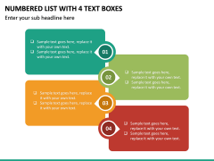 Numbered List with 4 Text Boxes PPT slide 2