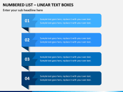 Numbered List – Linear Text Boxes PPT slide 1