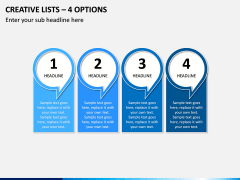 Creative Lists – 4 Options PPT Slide 1