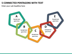 5 Connected Pentagons with Text PPT slide 2