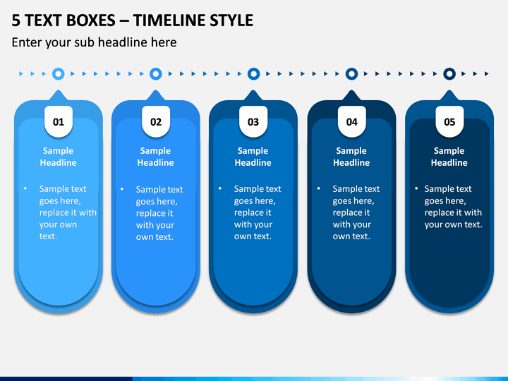 5 Text Boxes – Timeline Style PPT slide 1