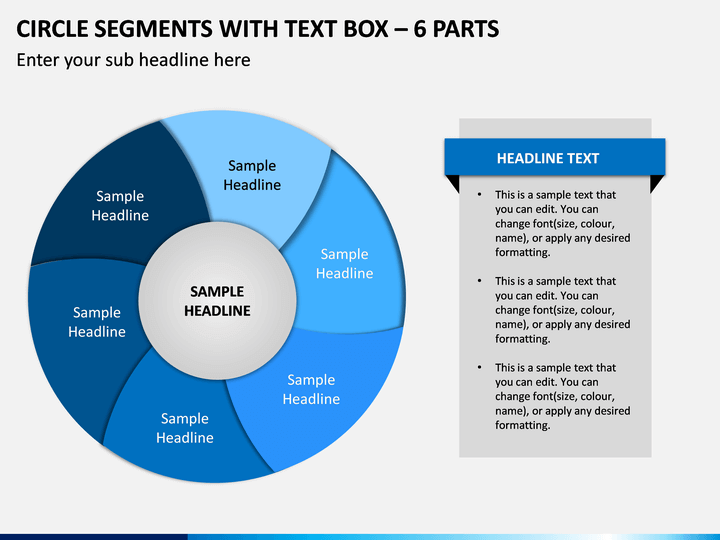 Circle Segments With Text Box – 6 Parts PPT Slide 1